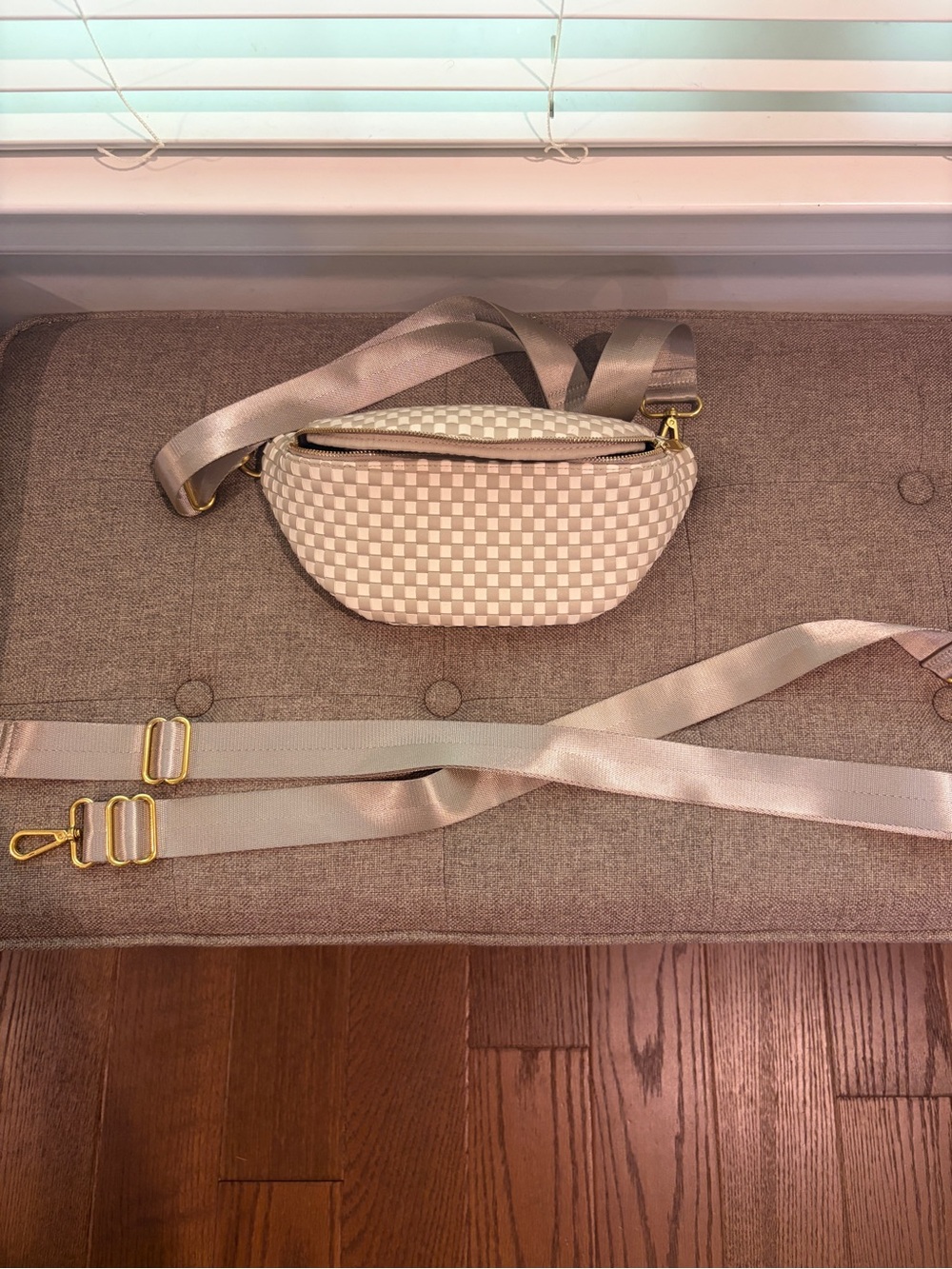 Fawn Designs: Neutral Checkerboard Crossbody Belt Bag